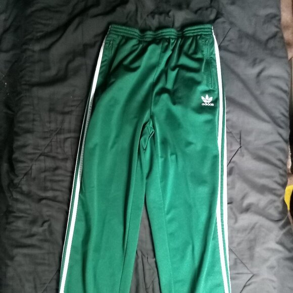 Vintage 90s Adidas 3 Stripe Snap Sweatpants Joggers Green - Picture 2 of 9